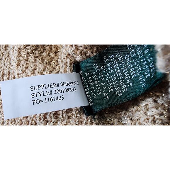 Lauren Ralph Lauren Sweater Womens Medium Gold Metallic Knit Boatneck Preppy - Picture 11 of 11